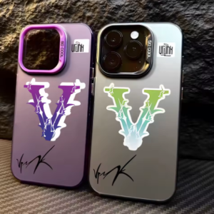 Marques de mode V-VRUNK FUNDA coque de téléphone pour iPhone 16 12 13 14 15 Pro Max Plus antichoc couverture rigide couleur argent IMD