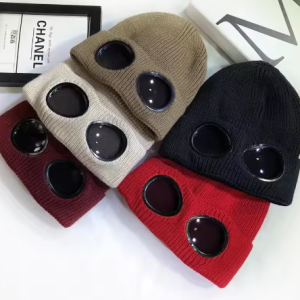 Chapeau tricoté unisexe pour hommes et femmes, avec lunettes, coupe-vent, chauffe-hiver, bonnets de Ski, doux et chaud, antidérapant, Protection des oreilles, Garros